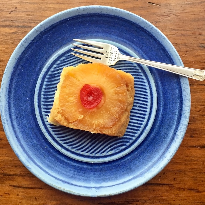 Gluten Free Pineapple Upside Down Cake is good anytime, but it's especially good in May, when it's "Eat Dessert First Month."