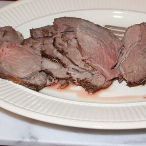 Sliced leg of lamb roast