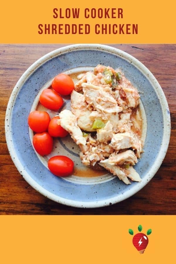 Slow Cooker Shredded Chicken. Perfect for tacos. 10 min active. #slowcookershreddedchicken #shreddedchicken #chickenrecipes #recipes #glutenfree #recipeideashop