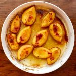 Roasted Peaches with savory sweet spices is a lovely summer dessert.