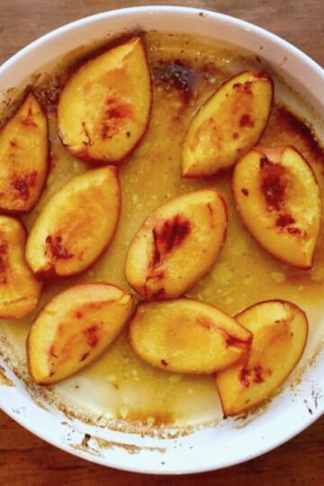 spiced roasted peaches with honey and orange juice