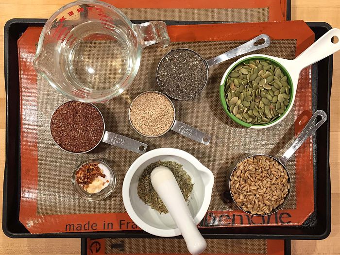 ingredients for 5 seed crackers recipe