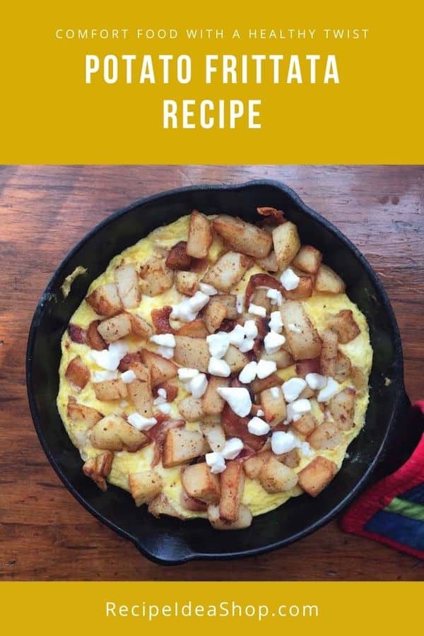 Potato Fritta. Oh, yum! Such an easy way to make an omelet. #potatofrittata #frittata #Italianomelet #breakfast #eggs #recipes #glutenfree #comfortfood #recipeideashop