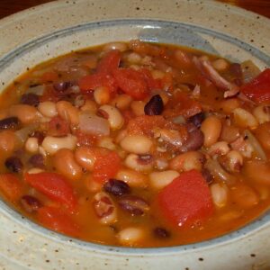 A bowl of beans soup.