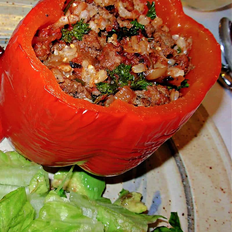 stuffed red bell pepper