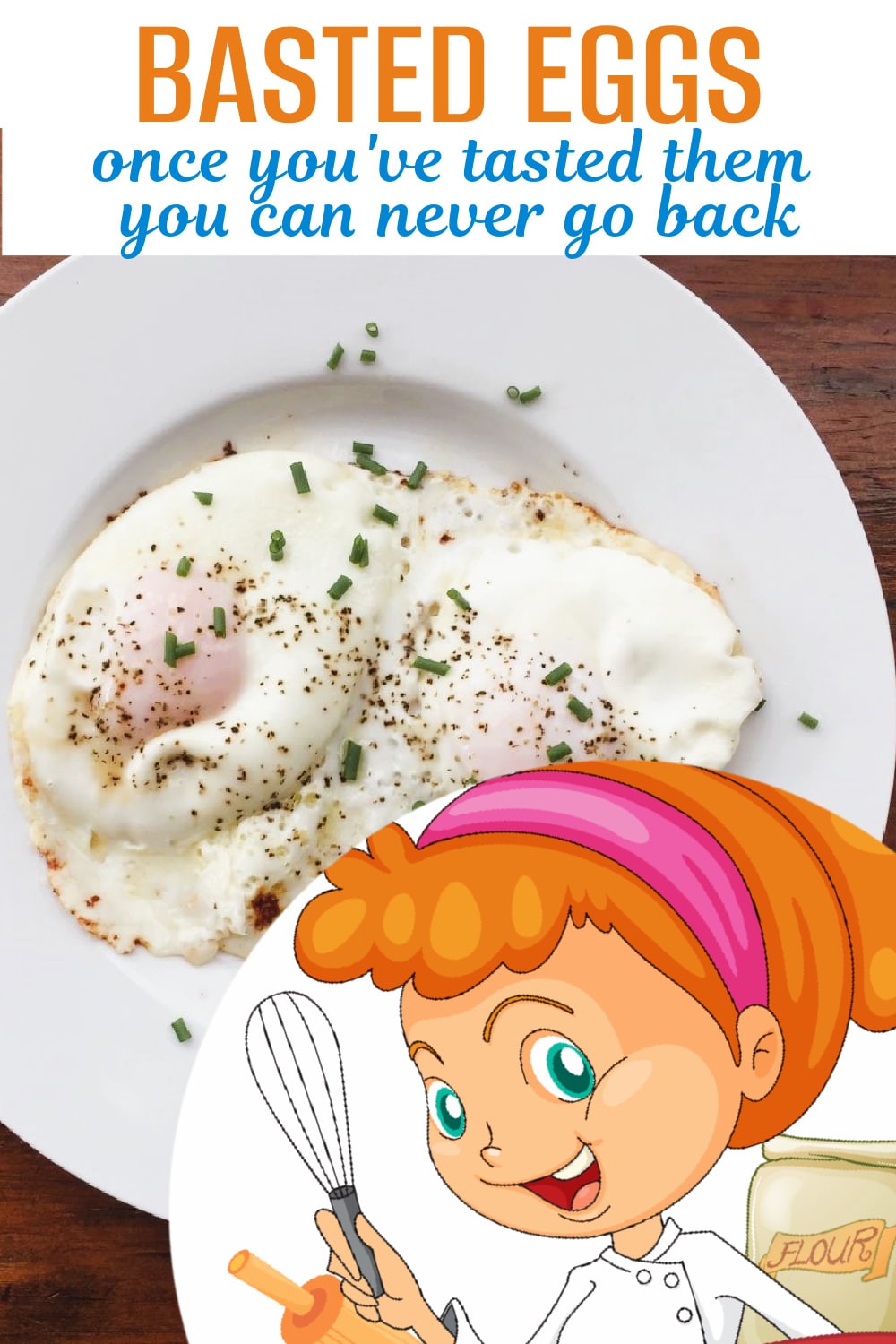 basted eggs with runny yolks and crispy egg white edges
