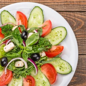 colorful cucumber and tomato salad