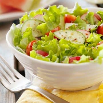 fresh green salad in a bowl