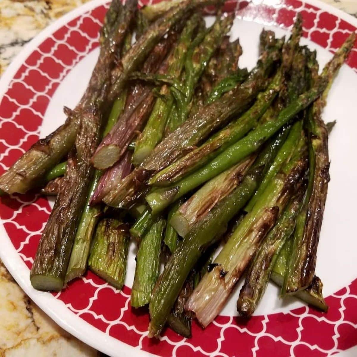 roasted asparagus on a plate