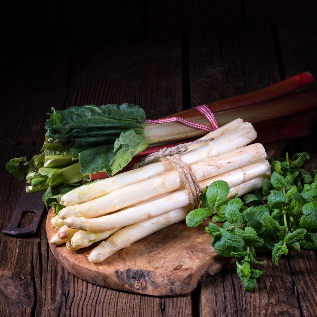white asparagus and herbs
