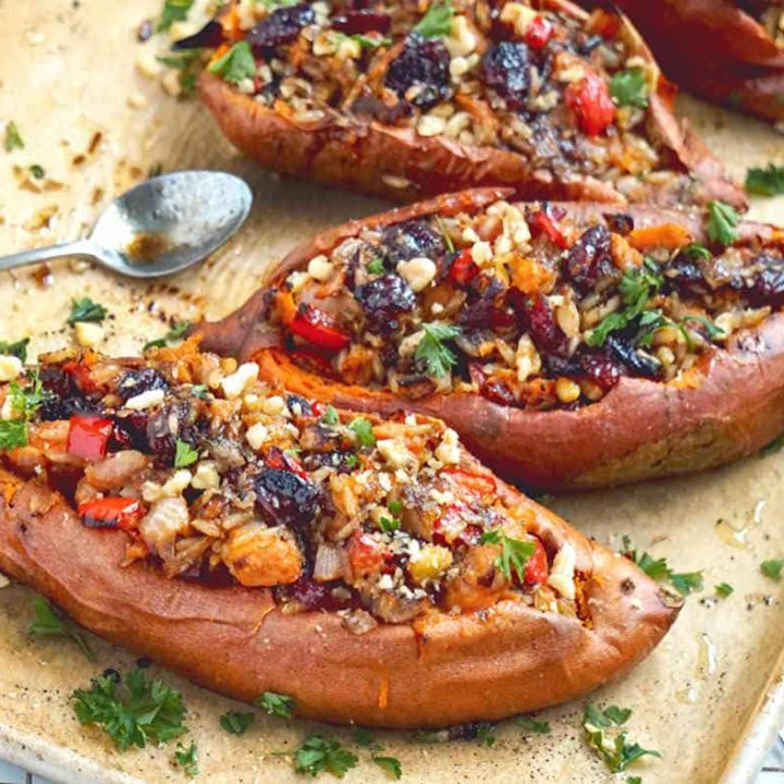 Image for Savory Twice Baked Sweet Potatoes Recipe (Vegan)
