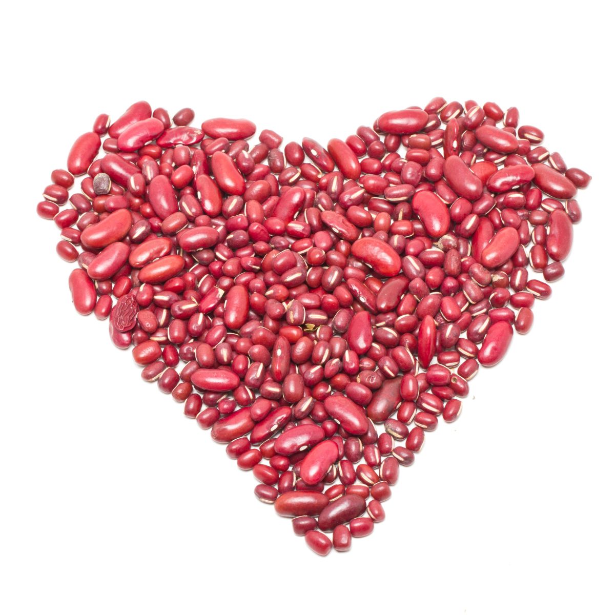 heart shaped out of red dry beans