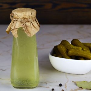 pickle juice in a glass jar
