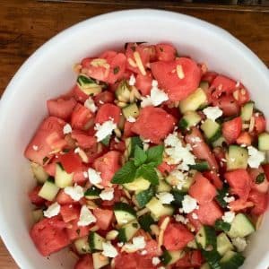 watermellon feta cucumber mint salad