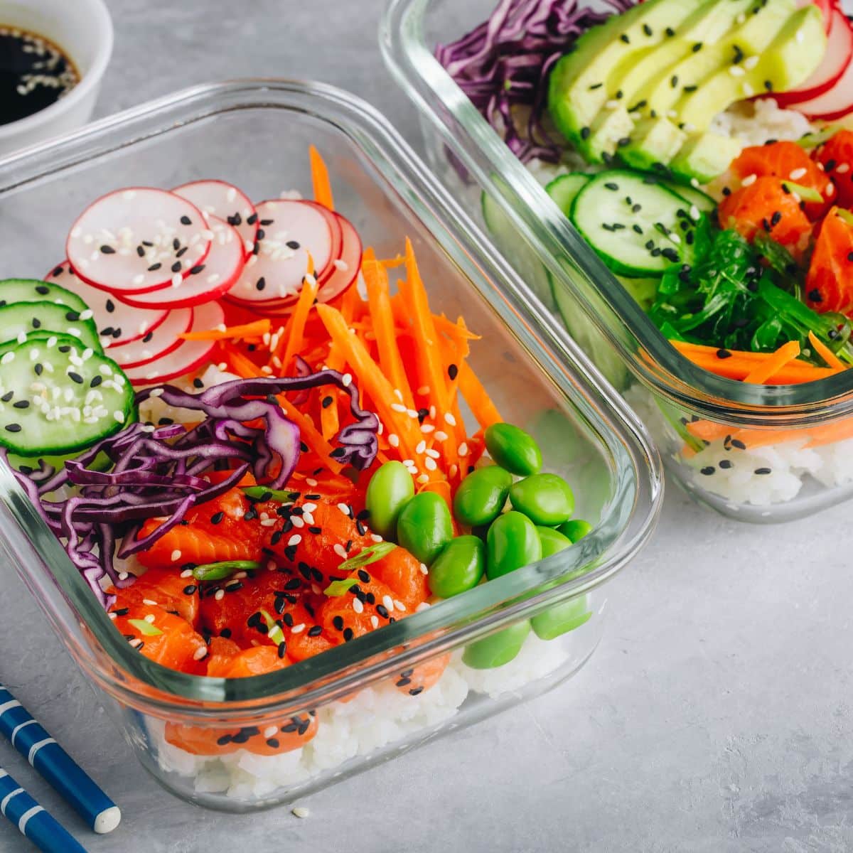 fresh veggies prepped for salad