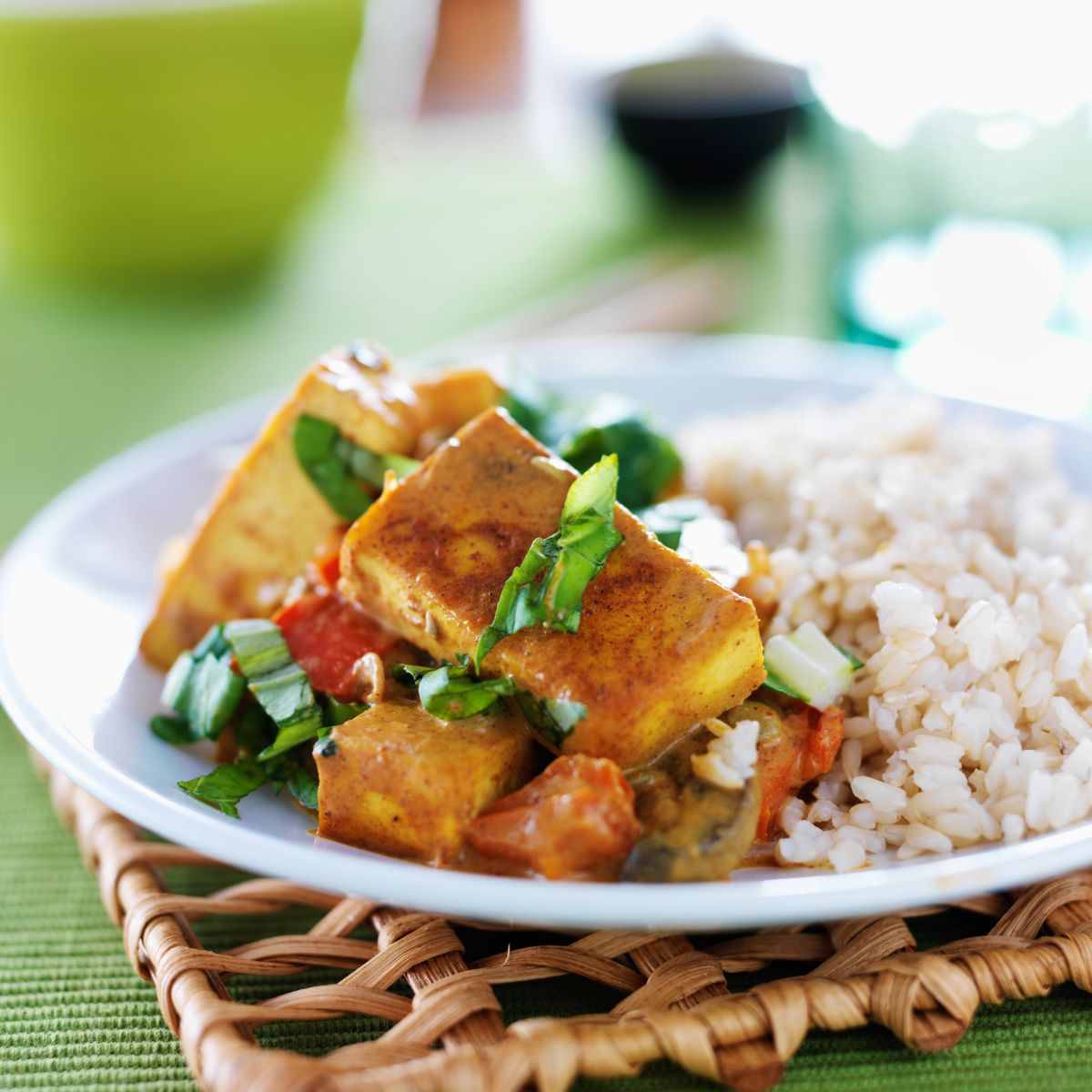 fried tofu and rice