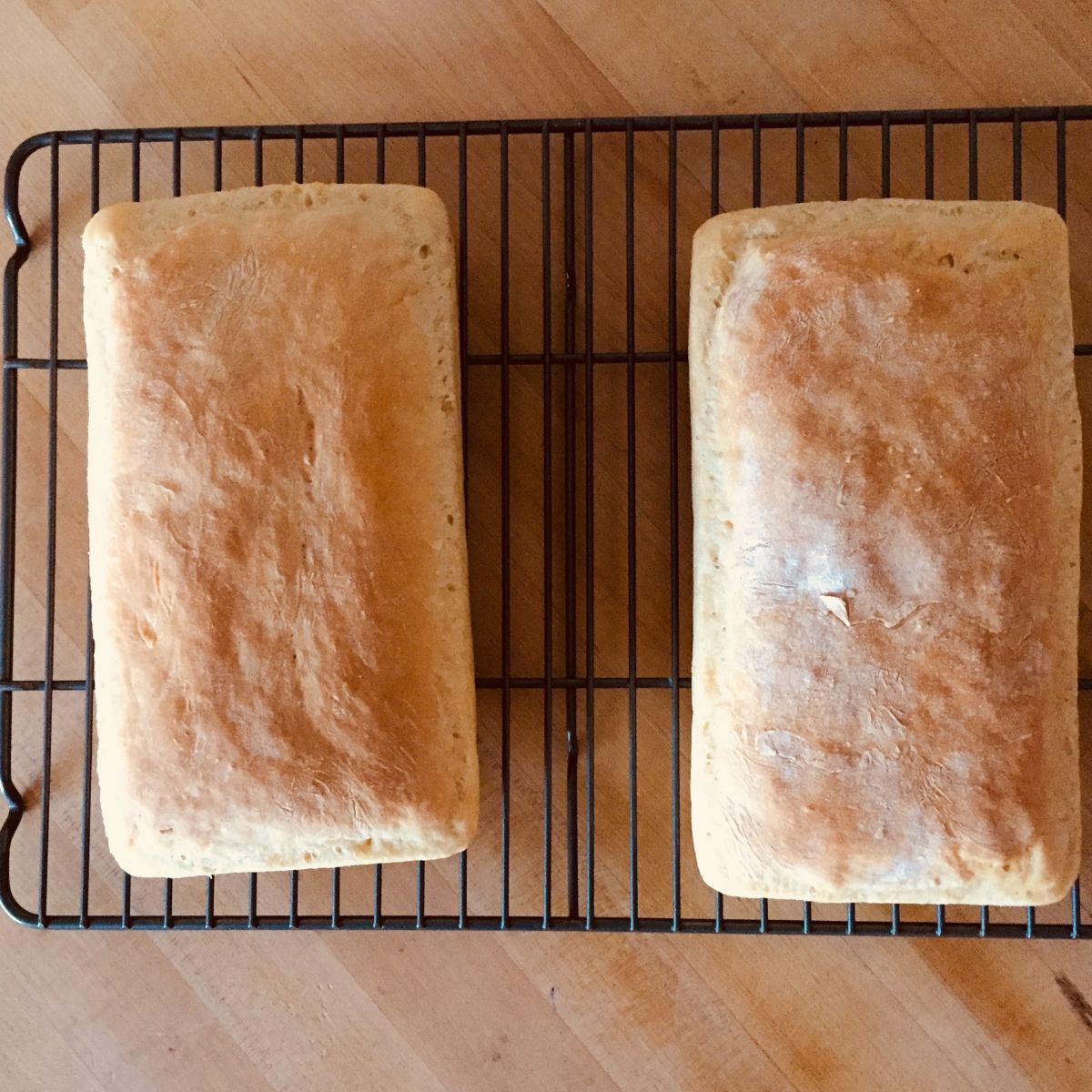 two loaves of gluten free, dairy free white bread