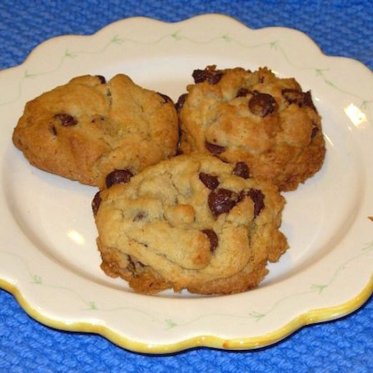 best chocolate chip cookies on a pretty plate