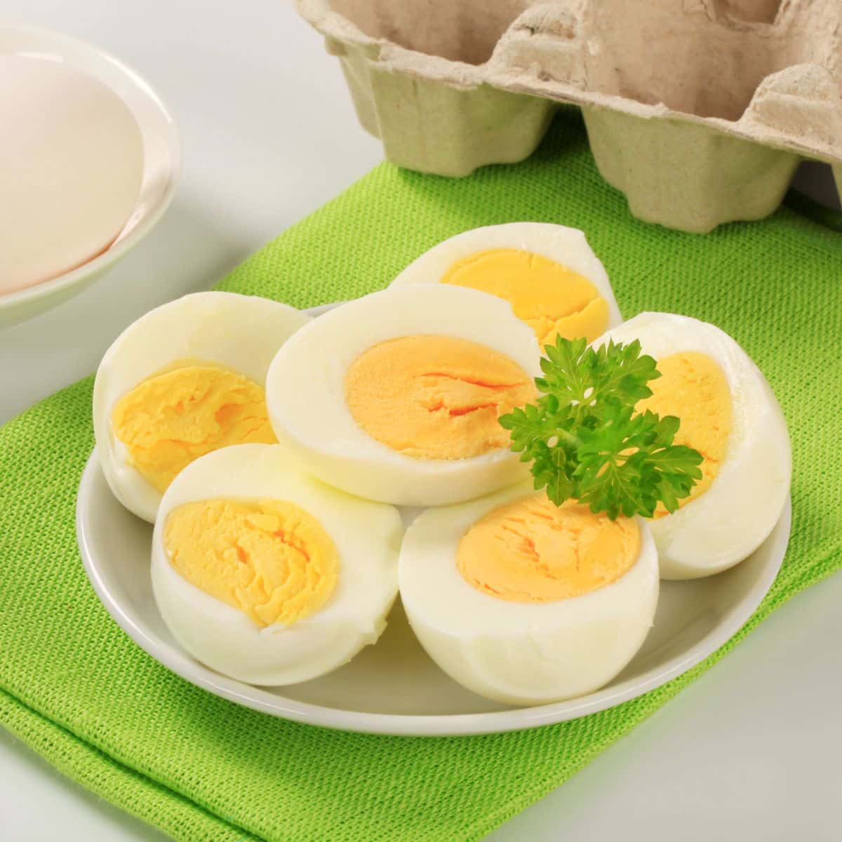 hard boiled eggs cut in half