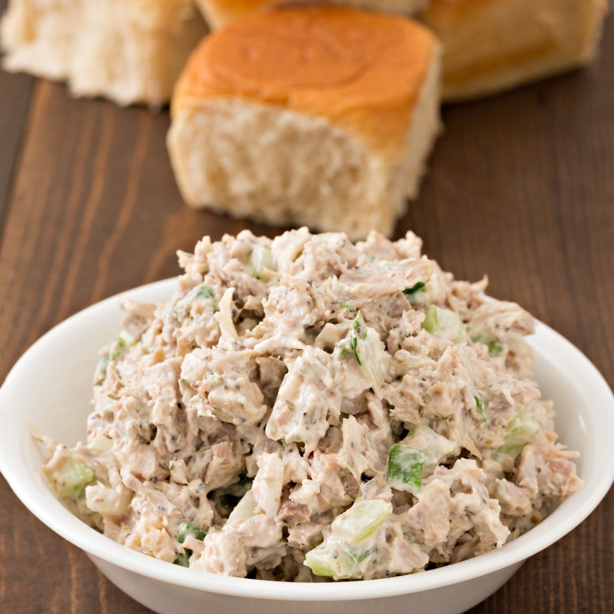 a bowl of turkey salad