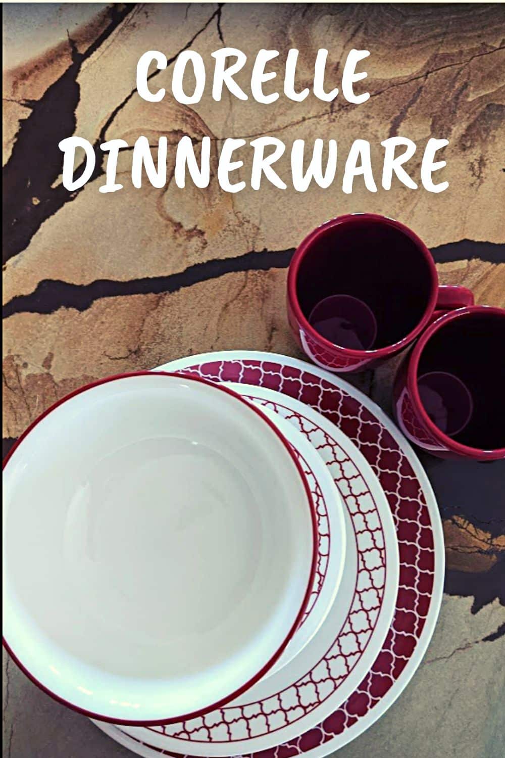 Corelle dinnerware set: red on wehite.