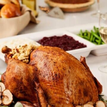 beautifully roasted thanksgiving turkey on the table