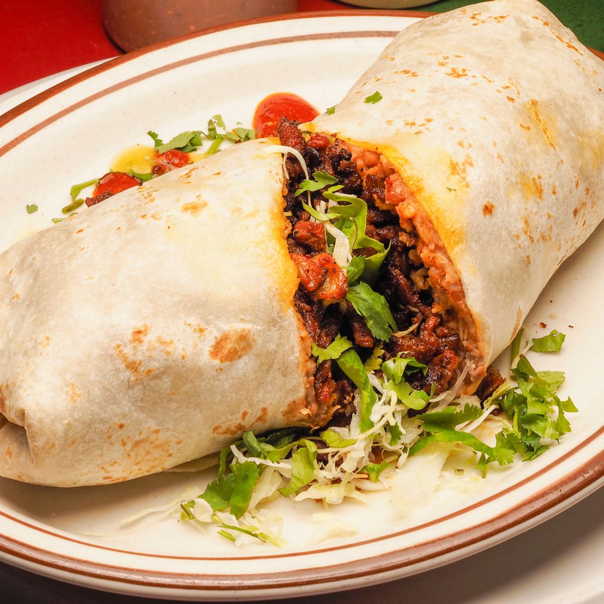 Bean and rice burrito.