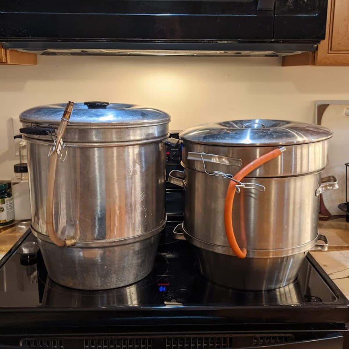 old steamjuicers on the stove.