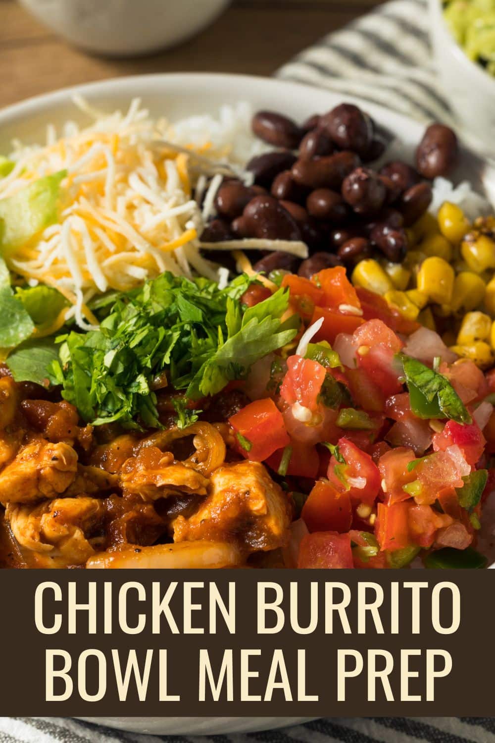 chicken burrito bowl meal prep.