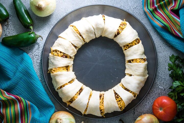 what a ground beef taco ring looks like when ready to cook