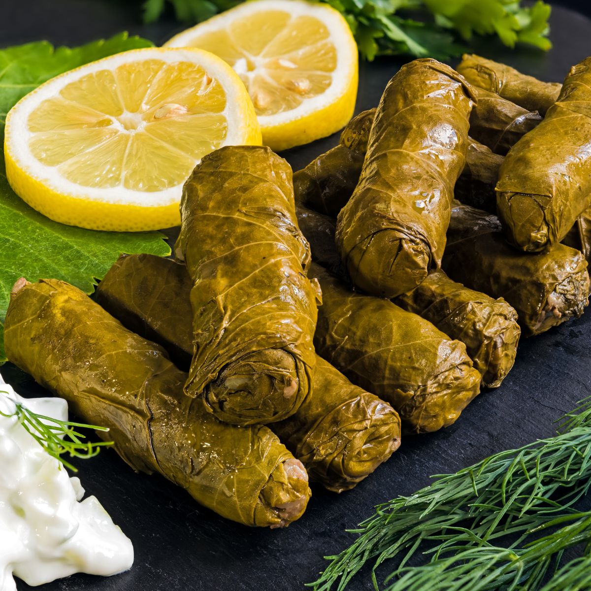 stuffed grape leaves.