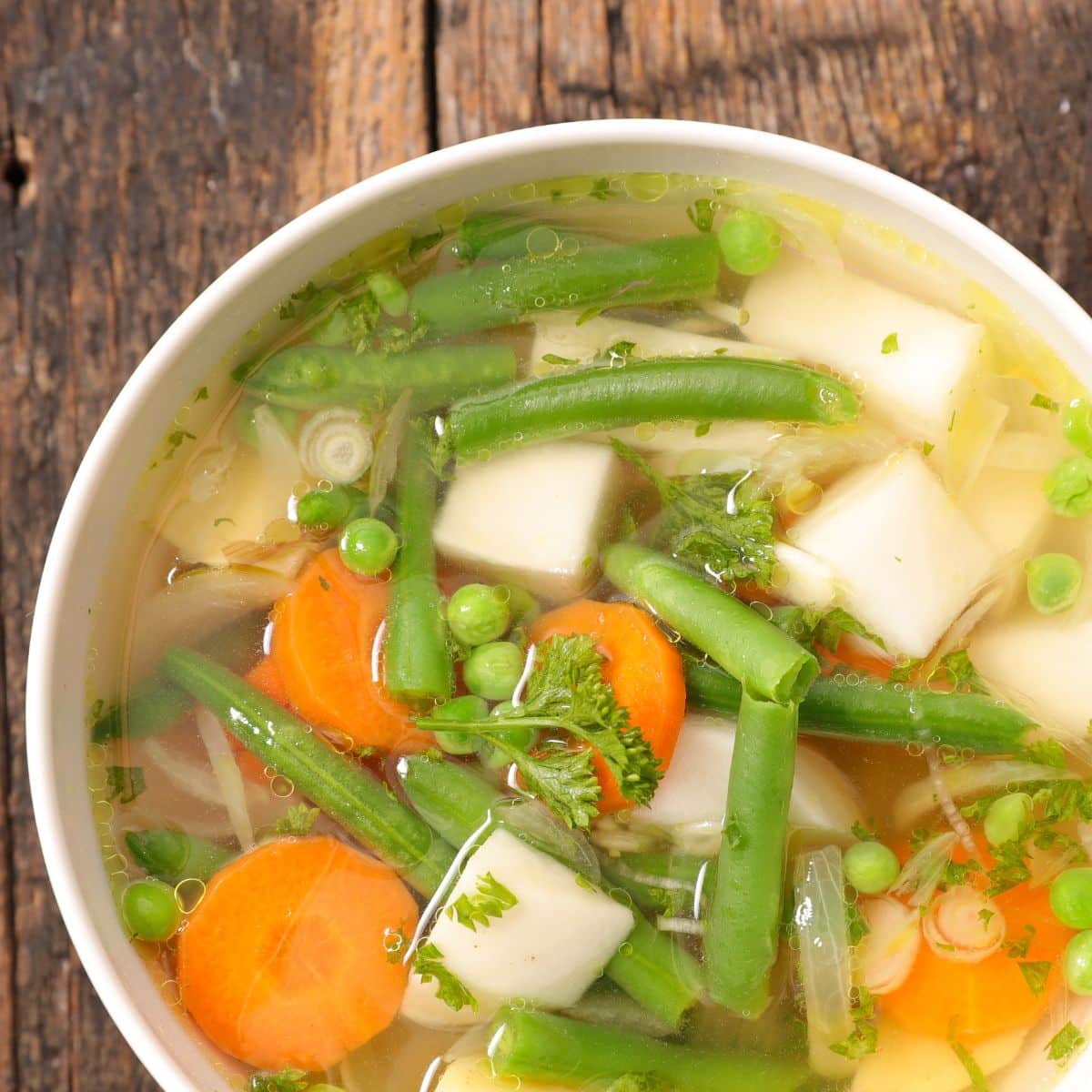 a bowl of vegetable soup. 