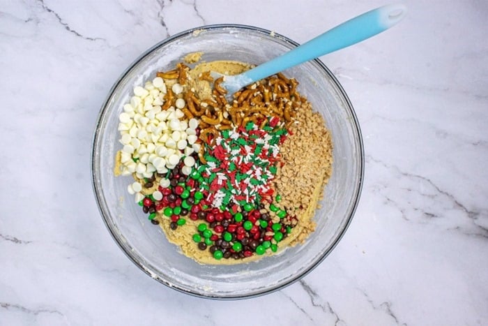 combine ingredients for Trash Cookies