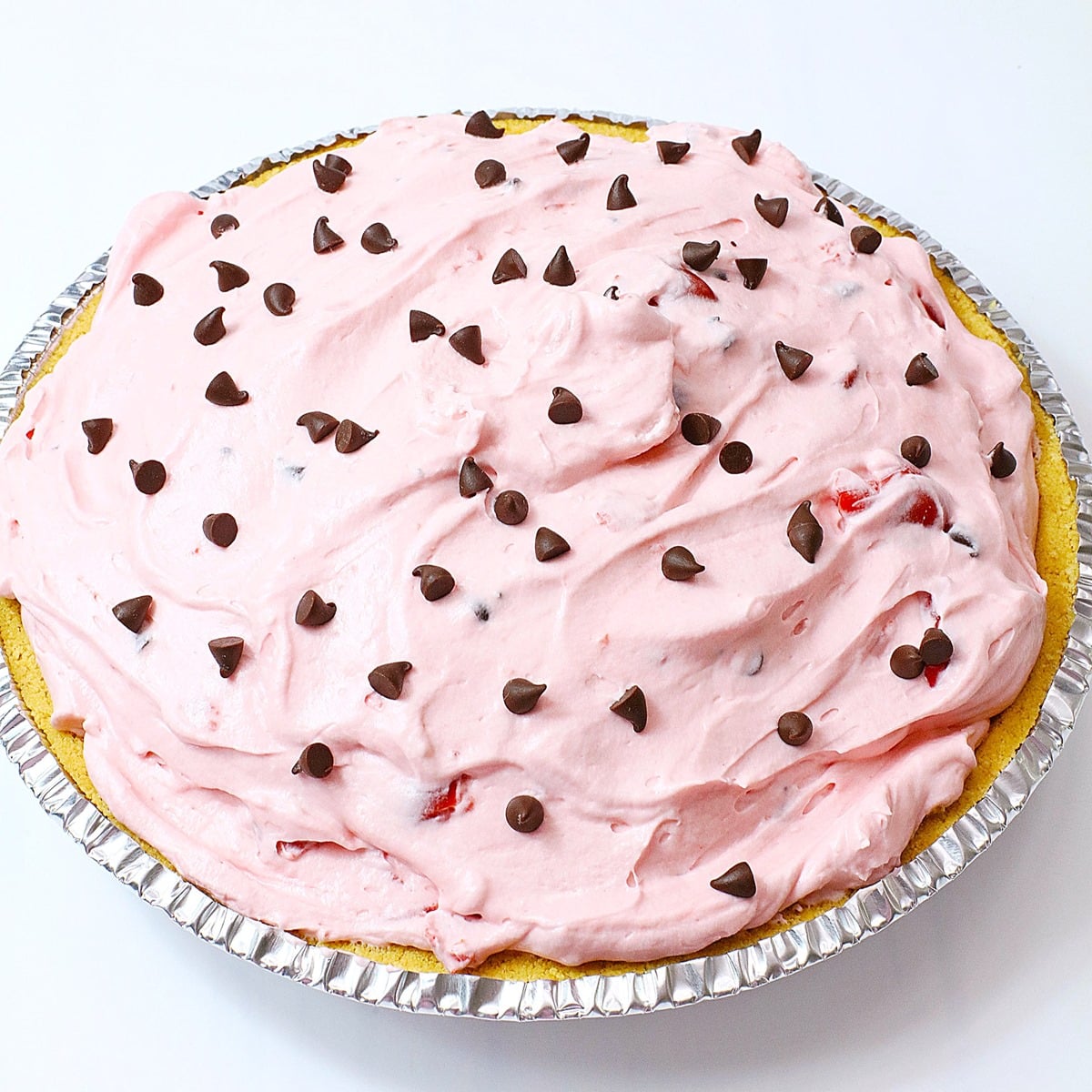 cherry fluff pie with chocolate chips