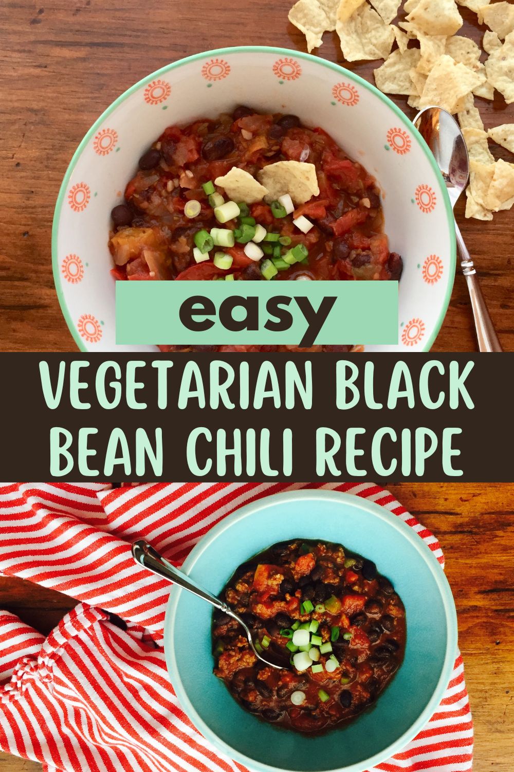 Easy vegetarian black bean chili recipe.