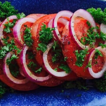 Heirloom tomato and onion salad.