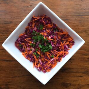 Cabbage and carrots coleslaw.