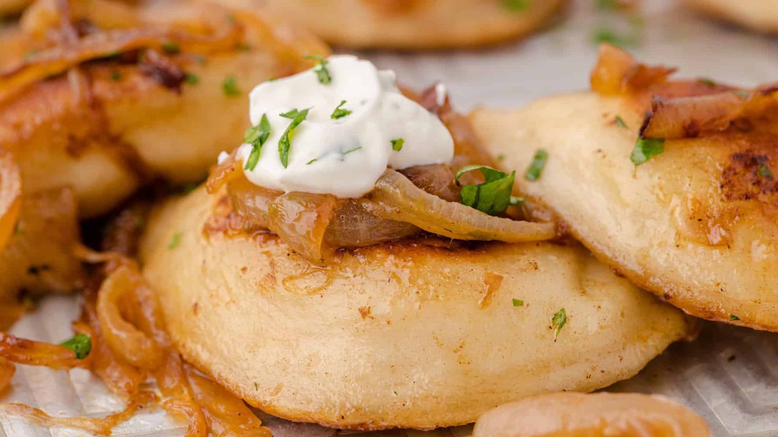 pierogis made with butter and onions. 