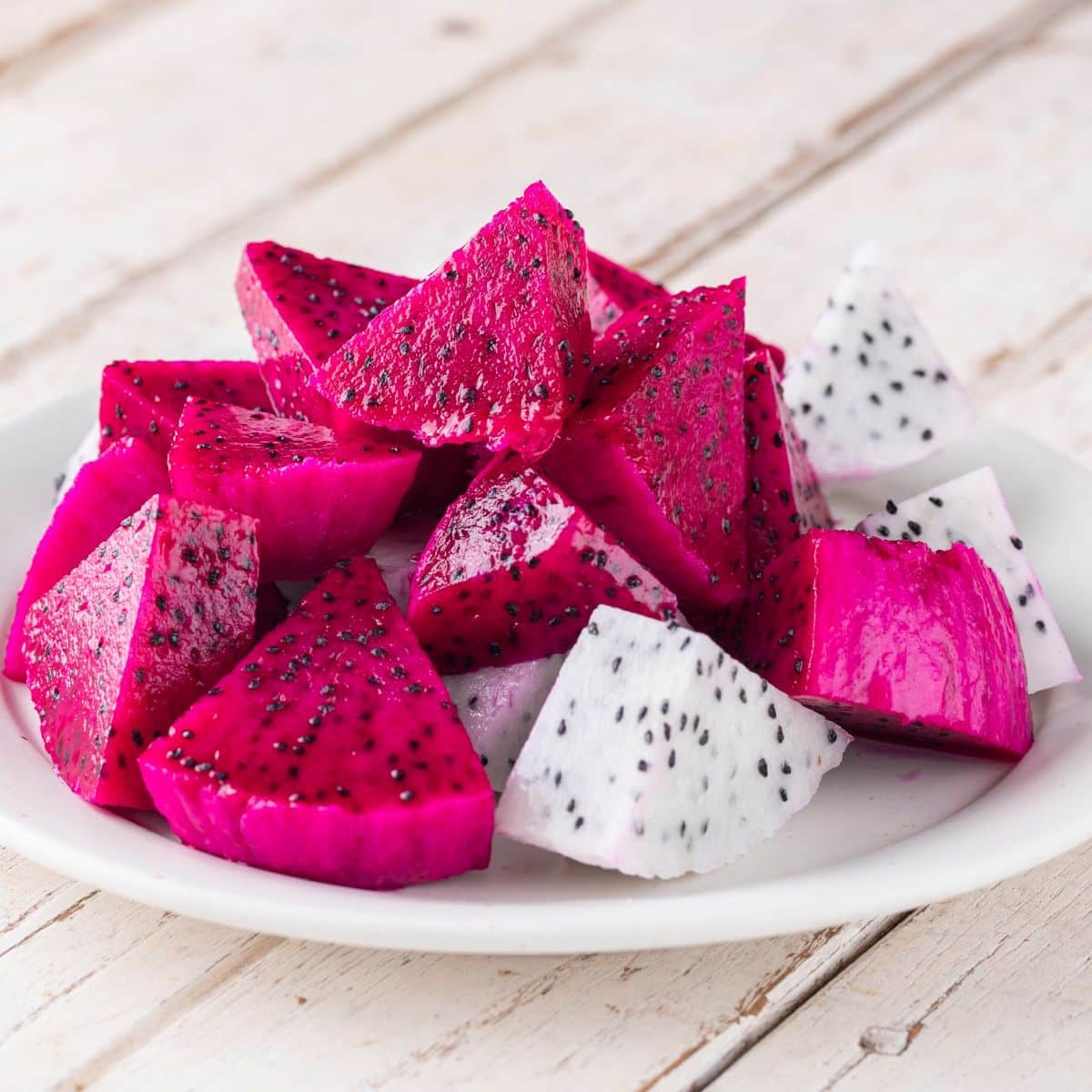 red and white dragon fruit wedges.