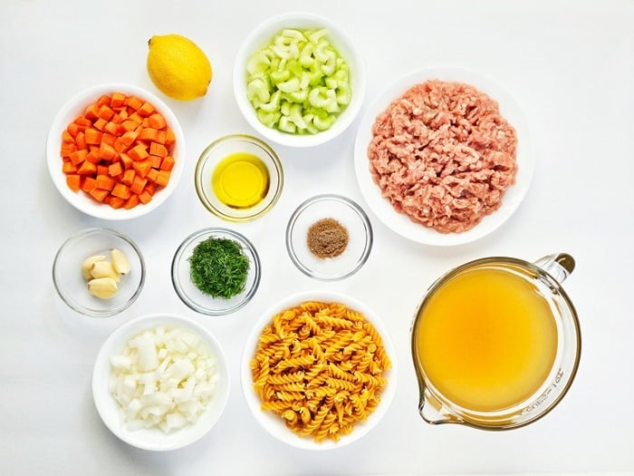 ingredients for healthy ground chicken soupo