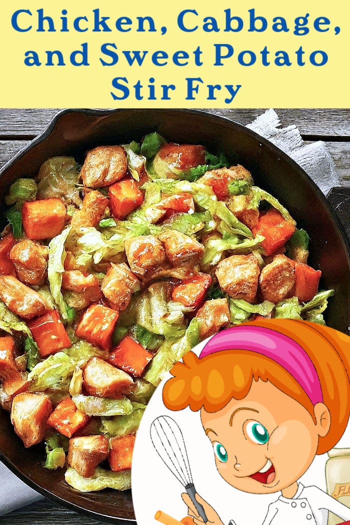 chicken and cabbage stir fry with sweet potatoes