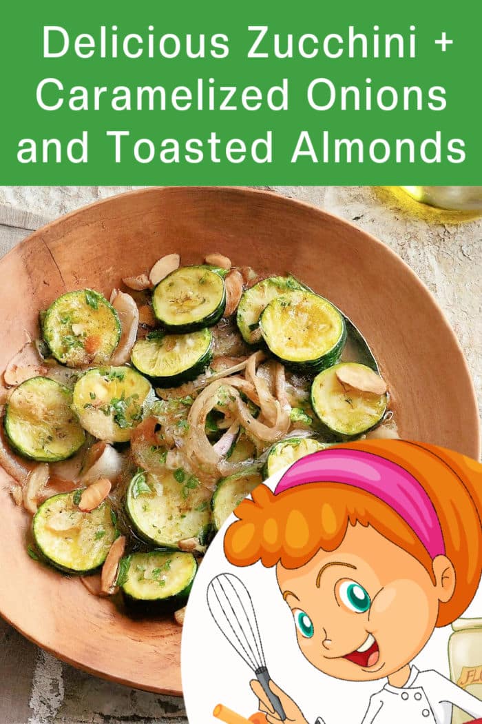 Zucchini with caramelized onions and toasted almonds