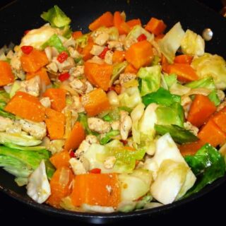 cabbage sweet potato chicken stir fry