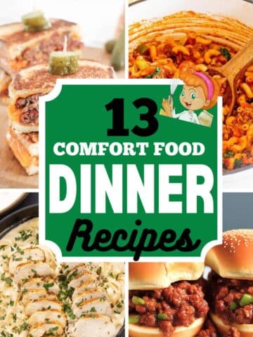 childhood comfort food recipes with text overlay