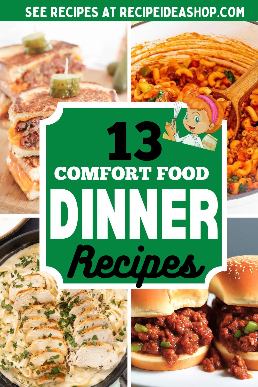 collage with 4 comfort food recipe images with text overlay