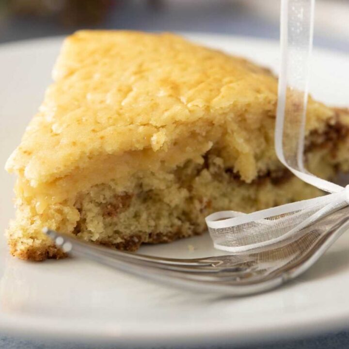 cut coffee cake on plate