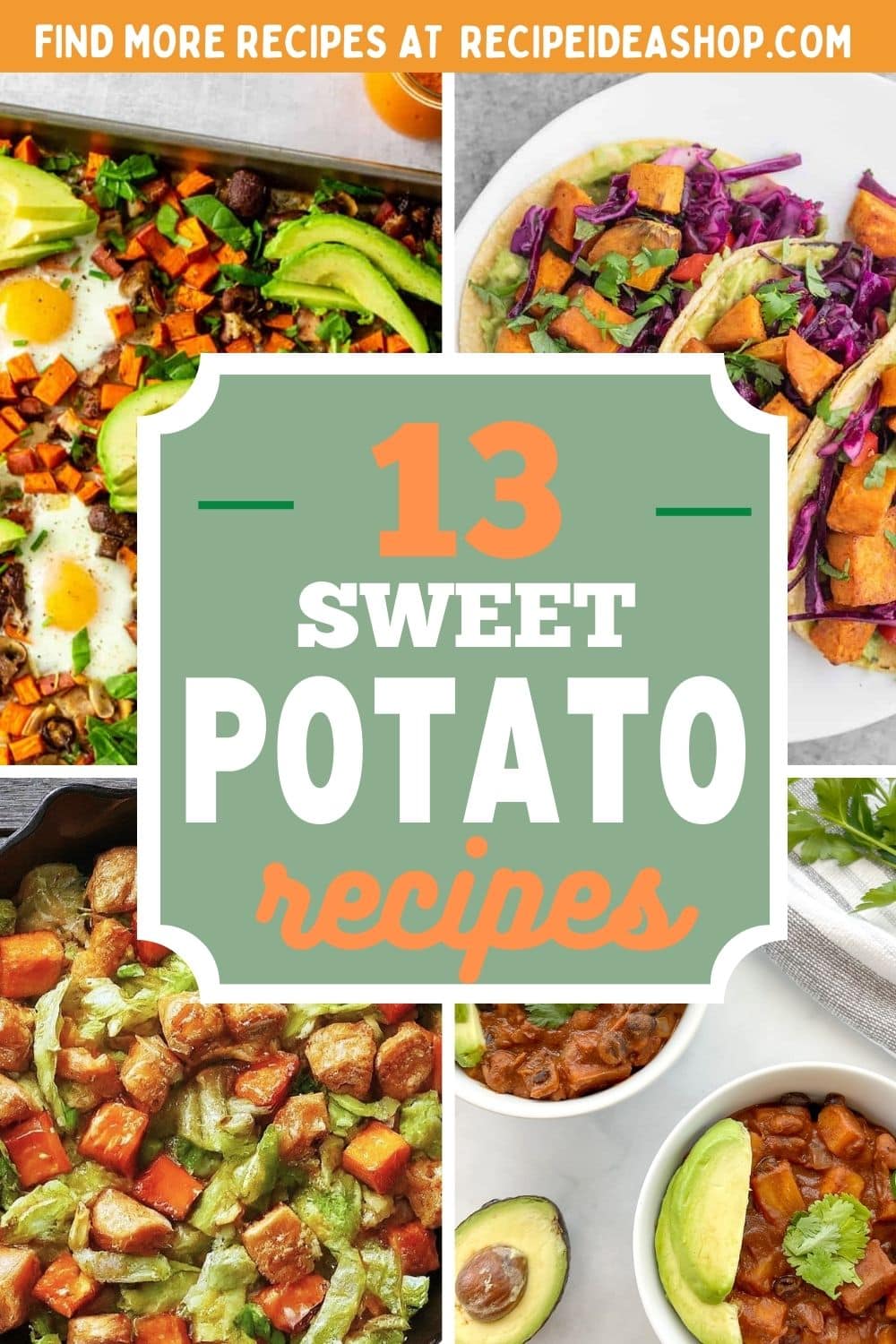 collage with 4 sweet potato recipes with text overlay