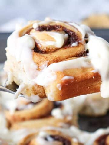 cinnamon roll on fork