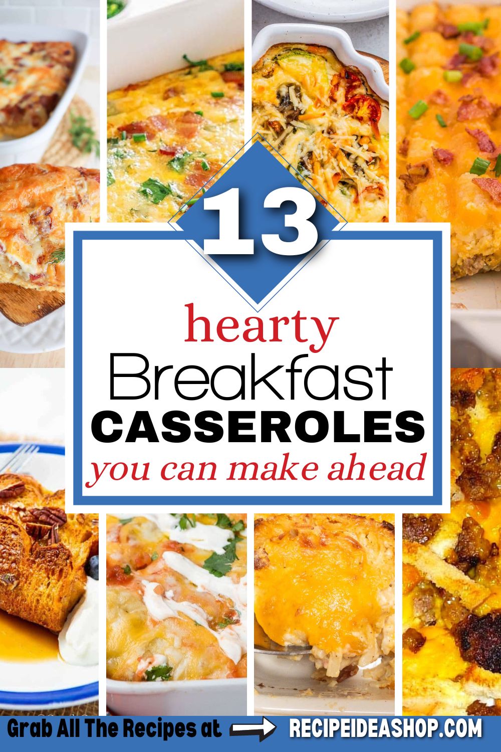 collage of 8 breakfast casseroles with text overlay