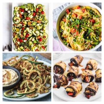 collage with 4 zucchini recipes